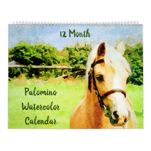 12 Monat Palomino Pferde Ponies Watercolor Geschen Kalender