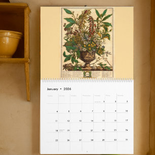 12 Monate Blumen Barock Rokoko Botanische Kunst Kalender