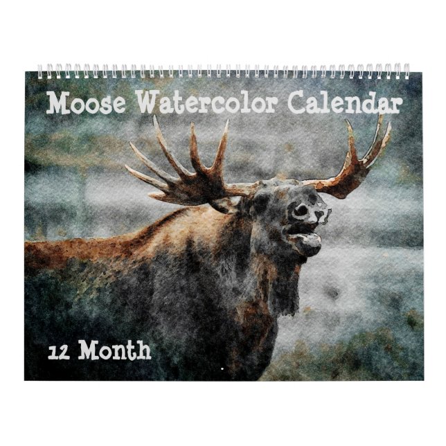 12 Monate - Elche Aquarellbilder Kunst, Dichtung u Kalender (Titelbild)