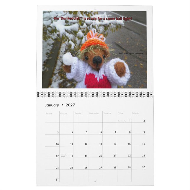 12 Monate Ker'Dunkedunk-Bär Kalender (Jan 2027)
