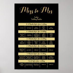 12 MONATE WEDDING PLANNER TEMPLATE Black Gold Poster