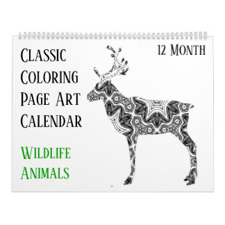12 Monate Wildtiere der Hirsche - Farbe der Erwach Kalender