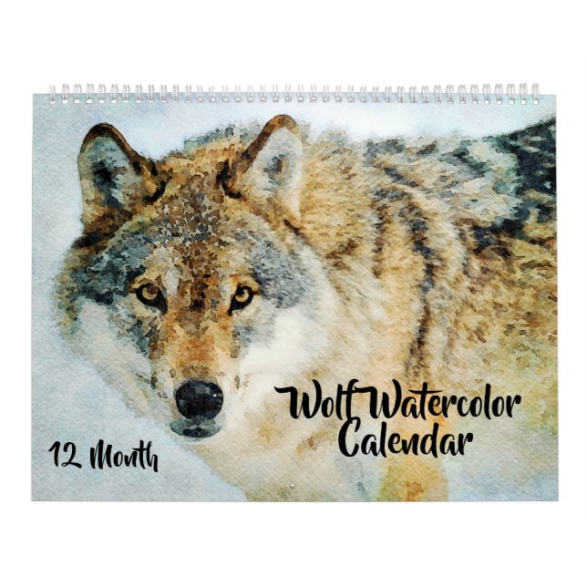 12 Monate Wolf Decor Aquarellwölfe zeichnen Kalender (Titelbild)