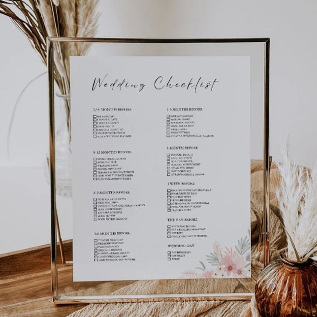 12-monatige Hochzeitliste der Wildblume (12 Month Wildflower Wedding Checklist)