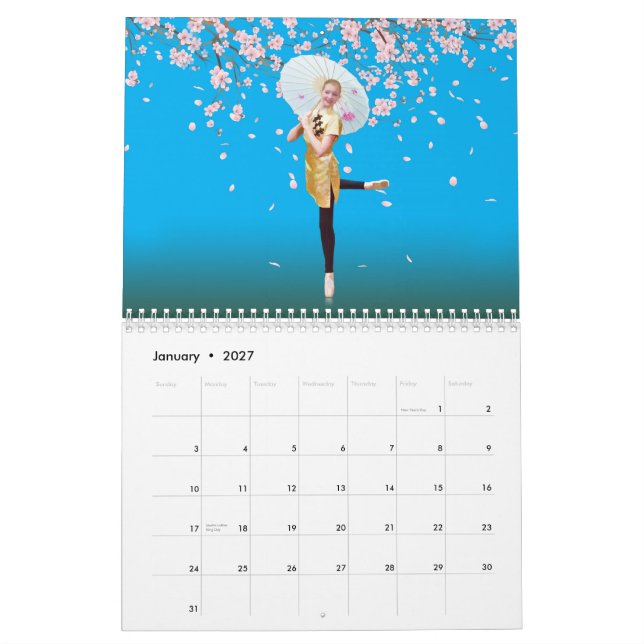12-monatiger Kalender des Ballett-2015 (Jan 2027)
