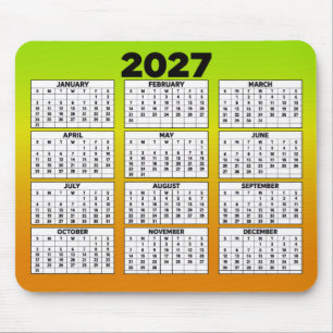 12-Monats-Jahreskalender für 2027 Mousepad