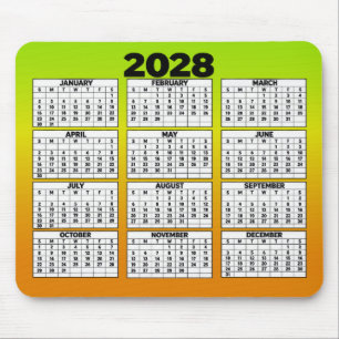 12-Monats-Jahreskalender für 2028 Mousepad