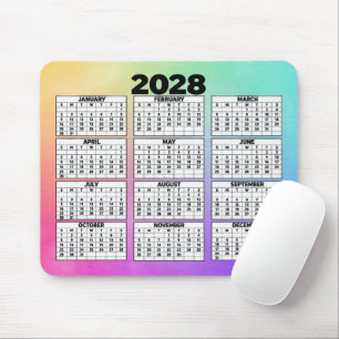 12-Monats-Kalender 2028 Regenbogen-Abstrakt Mousepad