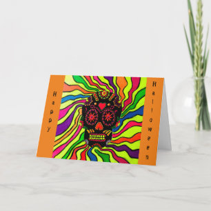 12 - Neon Skull Halloween Card Karte