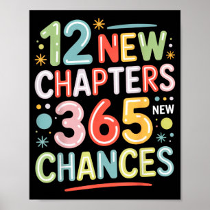 12 neue Kapitel 365 Chancen Inspirierender Spruch  Poster