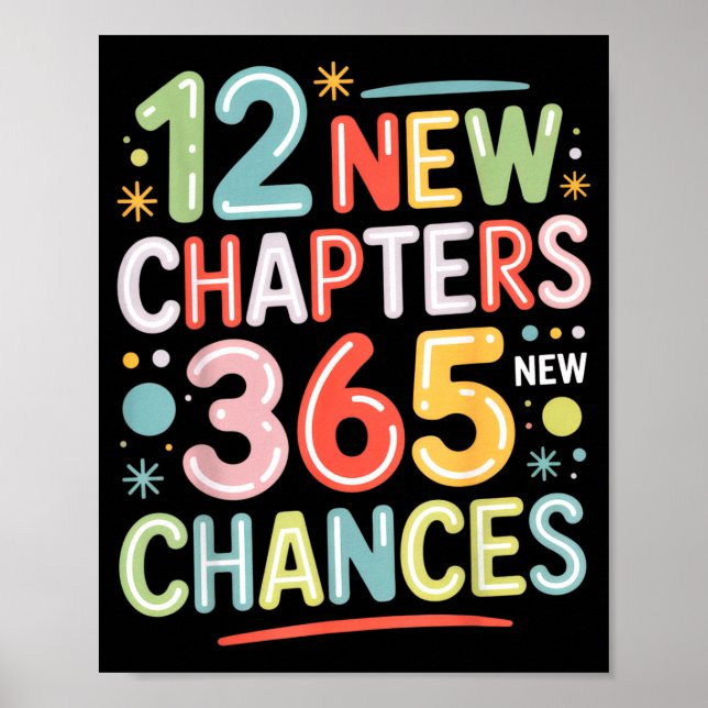 12 neue Kapitel 365 Chancen Inspirierender Spruch  Poster (Vorne)