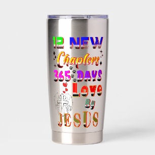 12 neue Kapitel 365 Tage Liebe durch Jesus Thermobecher