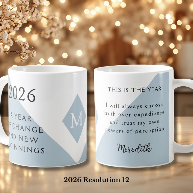 12. New Year Resolution for 2026 Year of Change  Kaffeetasse (2026 Year of Change and New Beginnings Dusty Blue Resolution 12 Coffee Mug)