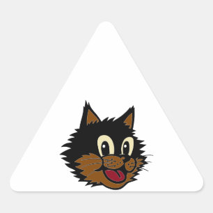 12 NIEDLICHE SCHWARZSCHWARZE UND BROWNE KATZE DREIECKIGER AUFKLEBER