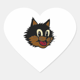 12 NIEDLICHE SCHWARZSCHWARZE UND BROWNE KATZE Herz-Aufkleber