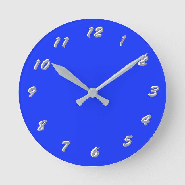 12 Number Choices to Choose From Neon Blue Clock Runde Wanduhr (Vorderseite)