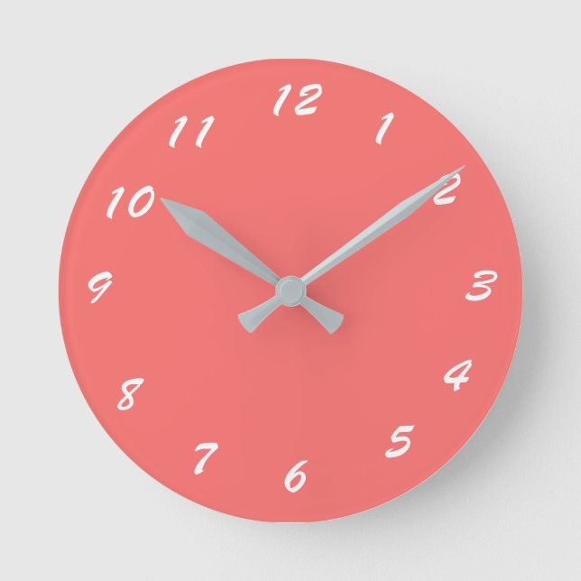 12 Number Choices to Choose From Pink Clock Runde Wanduhr (Vorderseite)