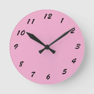 12 Number Choices to Choose From Pink Clock Runde Wanduhr