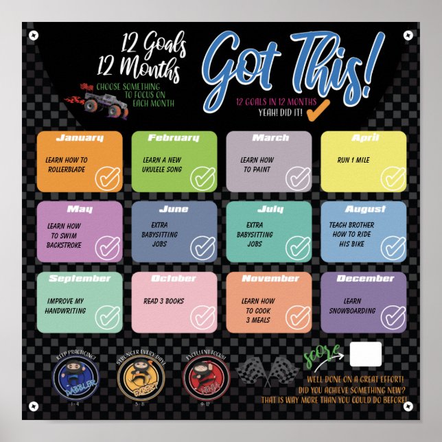 12 OBJECTIFS EN 12 MOIS POSTER DE DÉFI (Devant)