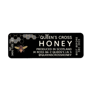 12 oz Honey Hex Jar Label mit Wabenrüben und Biene