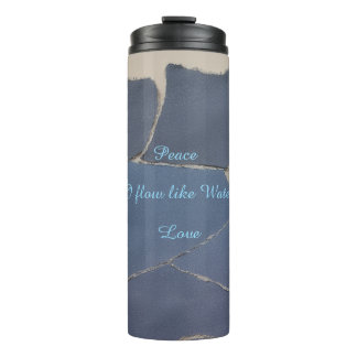 12 oz Insulated Tumbler Peace, Love-Blue Papercut Thermosbecher