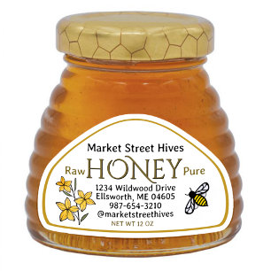 12 oz Skep-Form Honey-Etikett Transparent oder wei Aufkleber