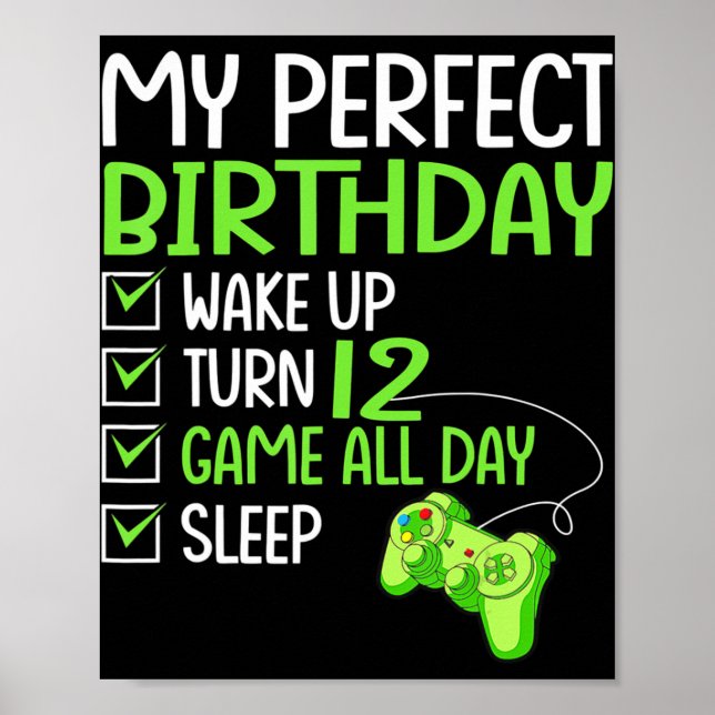 12. Perfect Birthday Boys Gaming 12 Jahre alt Gif Poster (Vorne)