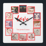 12 Personalisierte FotoCollage Quadratische Wanduhr<br><div class="desc">12 Foto Collage Personalisiert Template Wanduhr / rot und weiß.. Fügen Sie einfach Ihre eigenen Fotos und Texte zu dieser großartigen Wanduhr .. einfach zu personalisieren .. anpassbare Fotovorlagen Uhr von Ricaso - perfekte Geschenk-Ideen.</div>