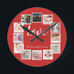 12 Personalisierte FotoCollage Runde Wanduhr<br><div class="desc">12 Foto Collage Personalisiert Vorlage rote Wanduhr .. Fügen Sie einfach Ihre eigenen Fotos und Texte zu dieser großartigen Wanduhr .. einfach zu personalisieren .. anpassbare Fotovorlagen Uhr von Ricaso - perfekte Geschenkideen</div>