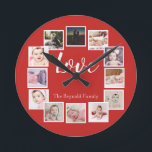 12 Personalisierte FotoCollage Runde Wanduhr<br><div class="desc">12 Foto Collage Personalisiert Vorlage rote Wanduhr .. Fügen Sie einfach Ihre eigenen Fotos und Texte zu dieser großartigen Wanduhr .. einfach zu personalisieren .. anpassbare Fotovorlagen Uhr von Ricaso - perfekte Geschenkideen</div>