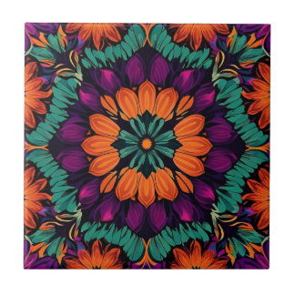 12 Petal Orange Blume Fliese