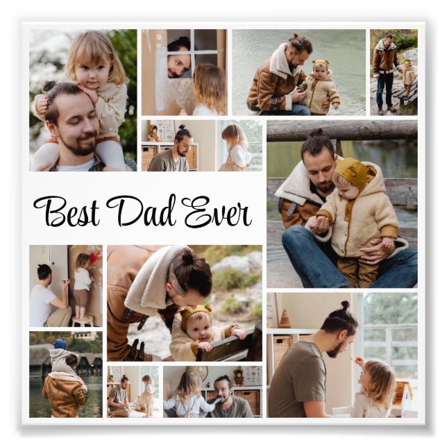 12 Photo Collage Meilleur Papa Jamais Photo Élargi (Devant)