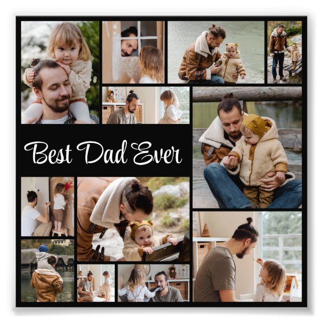 12 Photo Collage Meilleur Papa Jamais Photo Élargi (Devant)