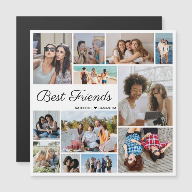 12 Photo Collage Meilleurs Amis Carte magnétique (Devant / Derrière)