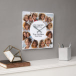 12 Photo Minimal Grid with Simple Text  Square Wal Quadratische Wanduhr<br><div class="desc">Use 12 square photos and make a unique and trendy photo collage with a place for a family name or date. If you need to move anything around,  click on the customize button to make changes.</div>