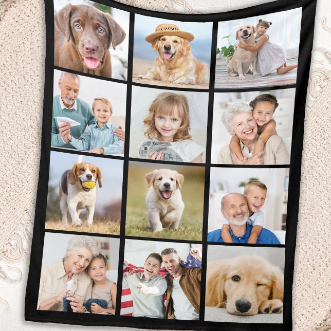 12 Picture Family Friends Pets Collage Fleecedecke (Von Creator hochgeladen)