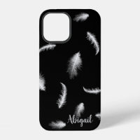 Plumes blanches sur Coque Case-Mate iPhone noire