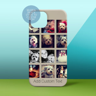 12 quadratische Foto-Collage mit taupe Hintergrund Case-Mate iPhone Hülle