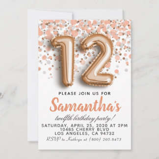 12. Rose Gold Geburtstag Einladung