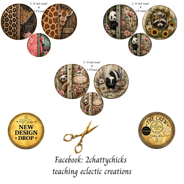 12" Runde Safari Leopard Giraffe Panda Faultier St Geschenkpapier Set (Von Creator hochgeladen)