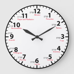12 Schritt 12 Schritte Genesung Nüchternheit Nücht Große Wanduhr