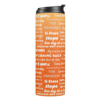 12 Schritt Recovery-Wörter & Slogans Orange Thermosbecher