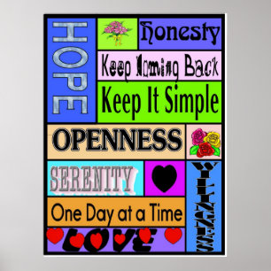 12 Schritt-Redewendungen Poster