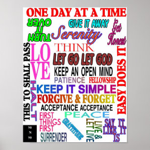 12 SCHRITT-SLOGANS IN DER FARBE POSTER