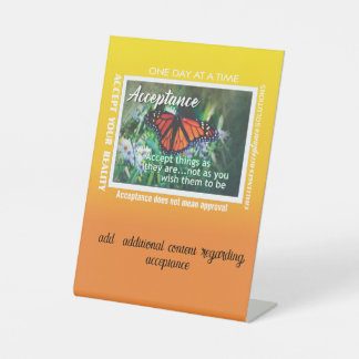 12-Schritte-Annahme-Acryl-Schild 26 Schmetterlinge Sockelschild
