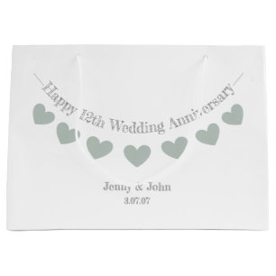 12./seidene Hochzeit Jubiläum mit Jadeherzen Große Geschenktüte