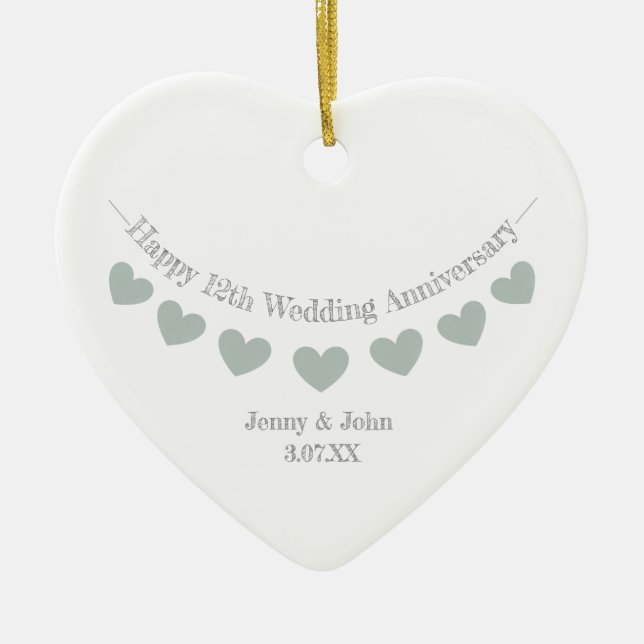 12. Silk Wedding Jubiläum Ehemann & Ehefrau Gesche Keramik Ornament (Vorne)