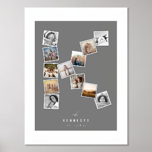 12 Snapshot-Foto-Collage Familienname Monogramm K Foliendrucke