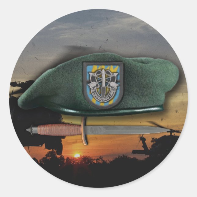 12. Spezialeinheiten sf. Green Berets Runder Aufkleber (Vorderseite)
