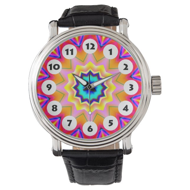 12 Spots - farbenfroh Mandala 038 Armbanduhr (Vorderseite)